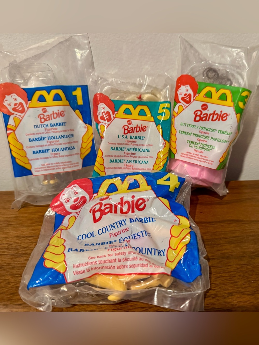 Vintage McDonald’s 1994-95 Set of 4 Barbie Doll Toys NWT